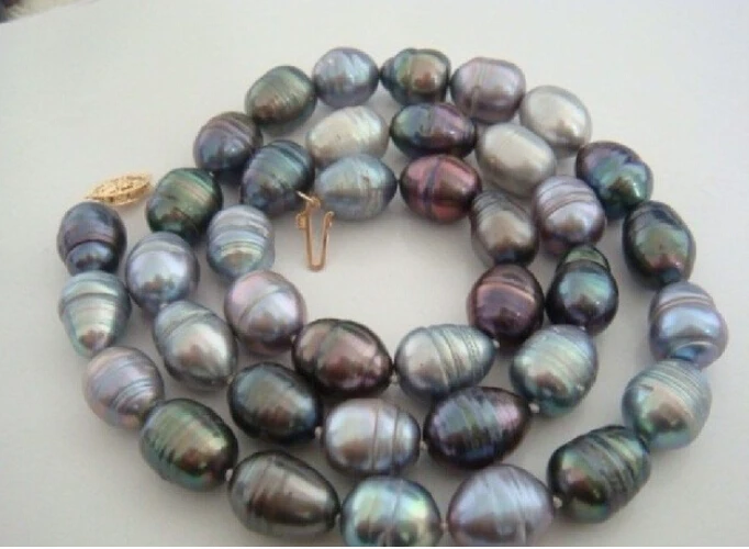 

Hot sell Noble- FREE SHIPPING>>>@@ Natural Tahitian Genuine black gray multic drop Pearl Necklace shipping free