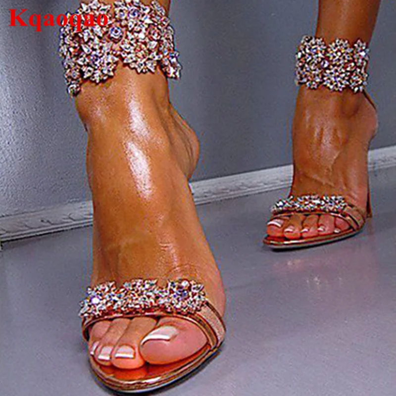

Back Zippers Crystal Sexy High Heel Flower Zapatos Mujer Sandalias Mujer Shoes Star Runway Women Sandals Women Fashion Designer