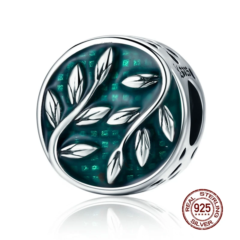 MOWIMO, 925 пробы, серебряные, Зеленые Подвески в виде листьев, бусины, подходят для оригинальных браслетов Pandora и браслетов, подвеска, радужные ювелирные изделия BKC756