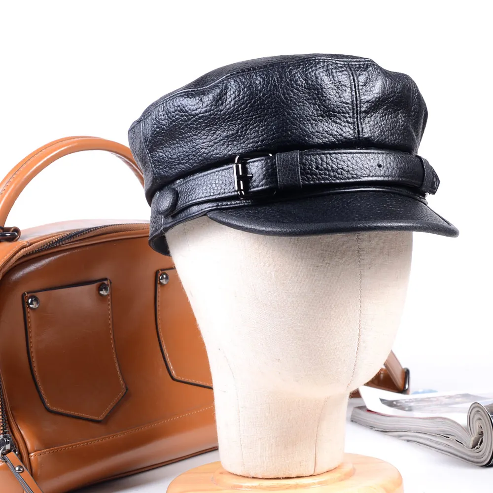 

MEN's WOMEN'S Fashion Genuine Leather Beret Newsboy Military Style Army Caps/Hats