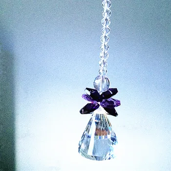 

Beautiful 160mm (Height) Violet Beads With Glass Diamond Shape Pendant Window Crystal Suncatcher Prism Wedding/ Home Decoration