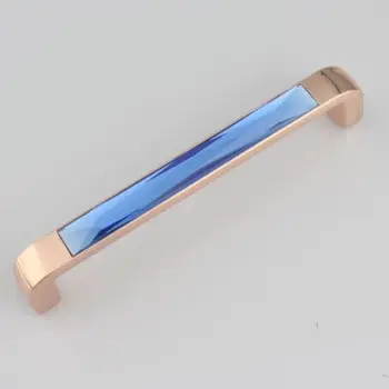 

128mm Fashion delexe Blue Crystal Wine Cabinet Handles Brown Cupboard Pulls Gold Dresser Drawer dresser door funiture handles