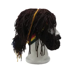 Мужской парик борода раста вязаные шапочки зимние, шапки для взрослых забавные Skullies крючком для мальчиков Рождественский подарок на Хэллоуин шапки Теплый день рождения папа шляпа