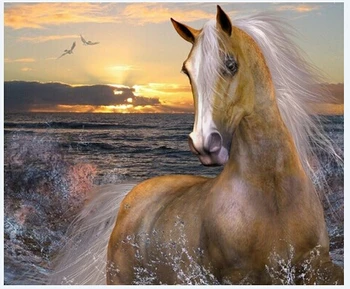 

Diy Diamond Painting Horse Sea 40x30cm Decorative Painting Handwork Resinstone round Full Diamond Painting Sets Free Shipping