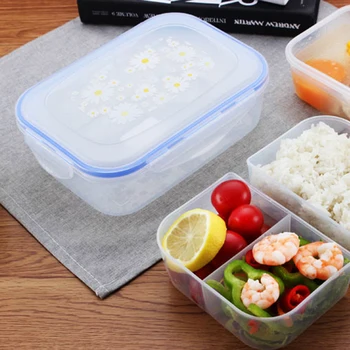 

2020 Plastic microwave oven special heating sealed compartment lunch box separated three compartment lunch box fresh lunch box