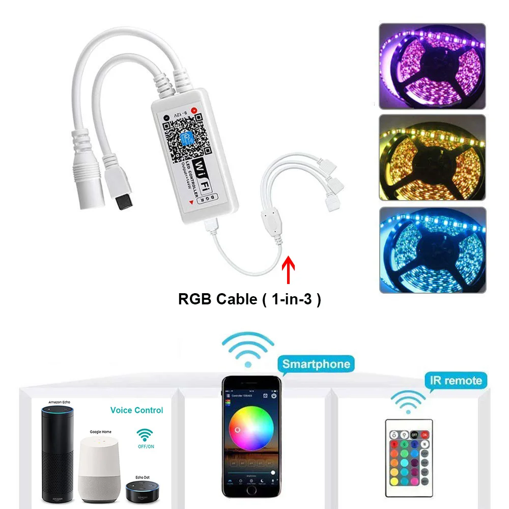 Умный WiFi RGB светильник для управления 5050 3528 Светодиодный Рождественская лента светильник 24 ключа дистанционного управления работа с Alexa и Google Home