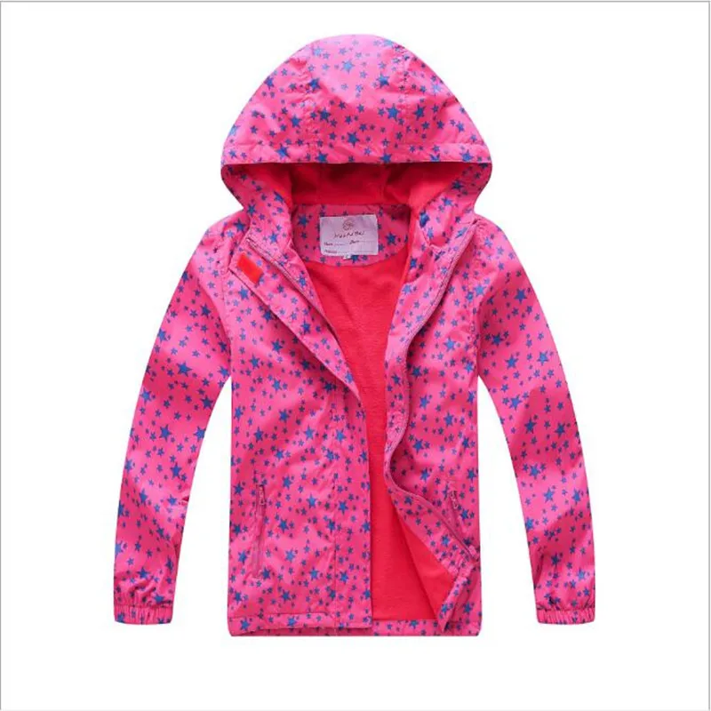 

Children clothing spring jacket girls warm fleece inside waterproof girls jacket outwear wind breaker polyester coats zipper