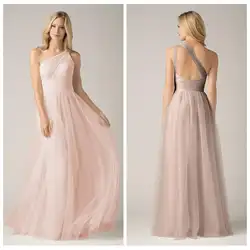 Пыльно-розовый платья невесты одно плечо вернуться оборками младший фрейлина платья формальные ну вечеринку платья