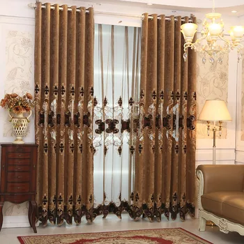 

Deep Coffee Chenille With Curtains Cortina Tulle Blackout Kitchen For Living Room Customized Modern Curtain Luxury And Gordijnen