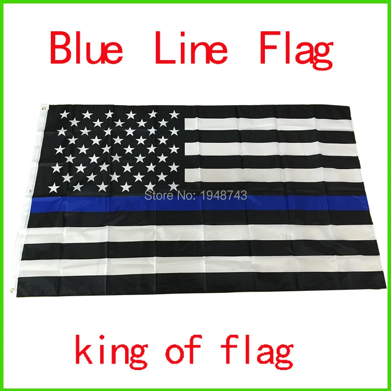 BlueLine usa Police Flags, 3 By 5 Foot Thin Blue Line USA Flag Black ...
