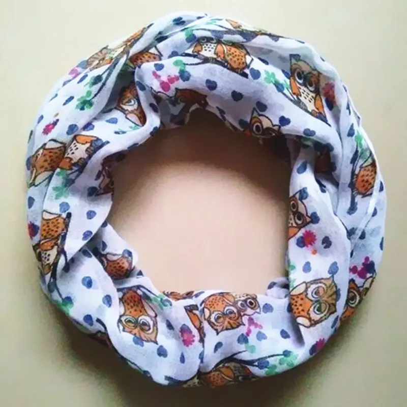 Детский шарф с принтом совы детский кольцами аксессуар для детей|circle loop|owl print