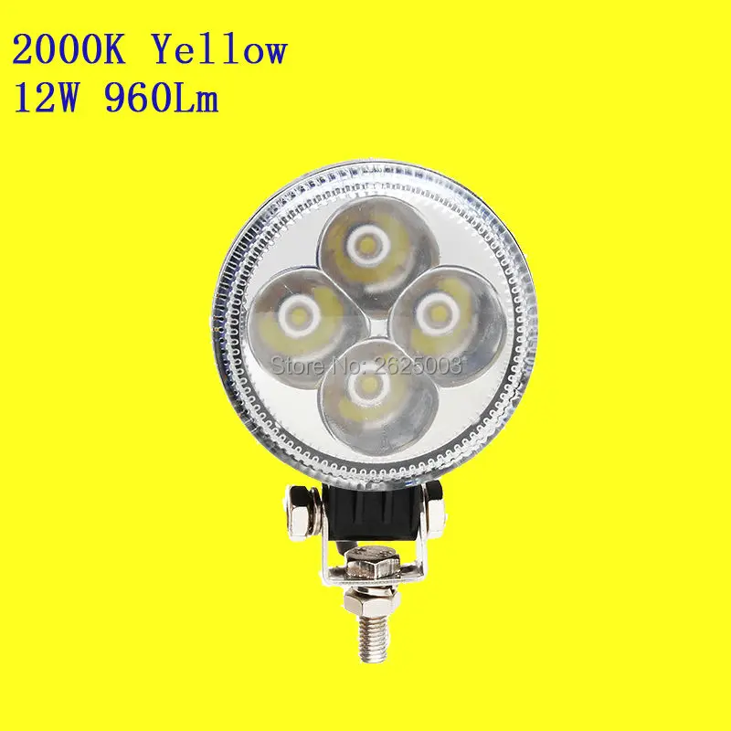 

3inch 12W 960Lm Yellow 2000K Led Driving Working Light for SUV Vehicles Spotlight Excavator Engineering Vehicles Trouble Lights