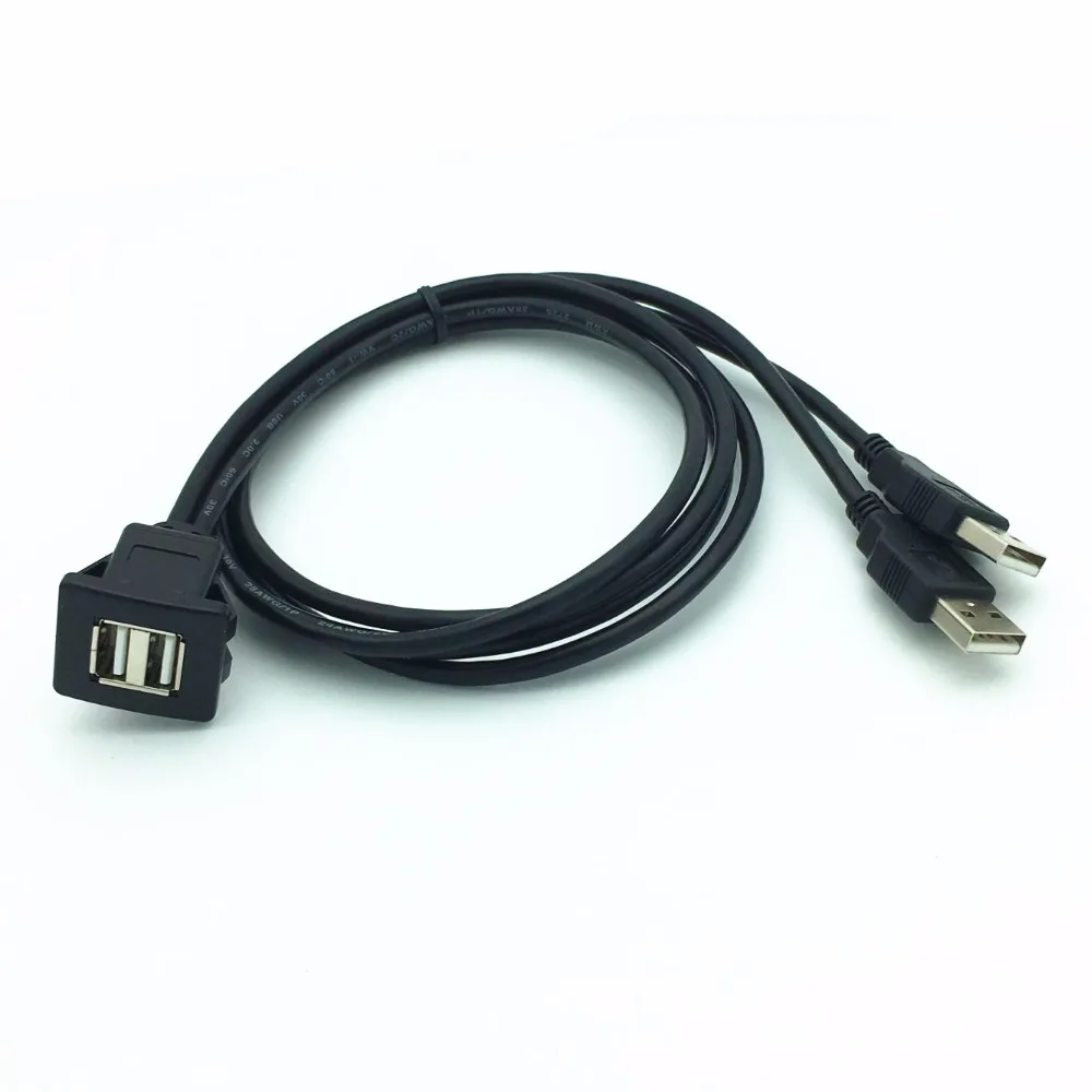Flush Mount Dual USB 2.0 Dock Adapter Snap in USB 2.0 Extension Cable New
