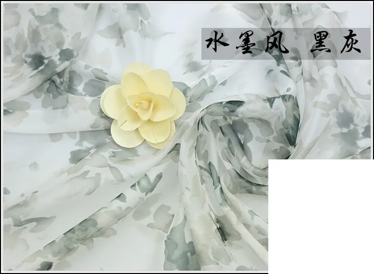 150 см* 100 см качественная 30D шифоновая ткань китайский чернильный рисунок Стиль Платье Ткань Шелковый шарф весна лето Одежда Ткани