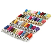 Pingente de camurça para borlas 20 3/4cm, pingente multicores camurça falsa de couro, com boné dourado ccb para jóias diy materiais para fazer