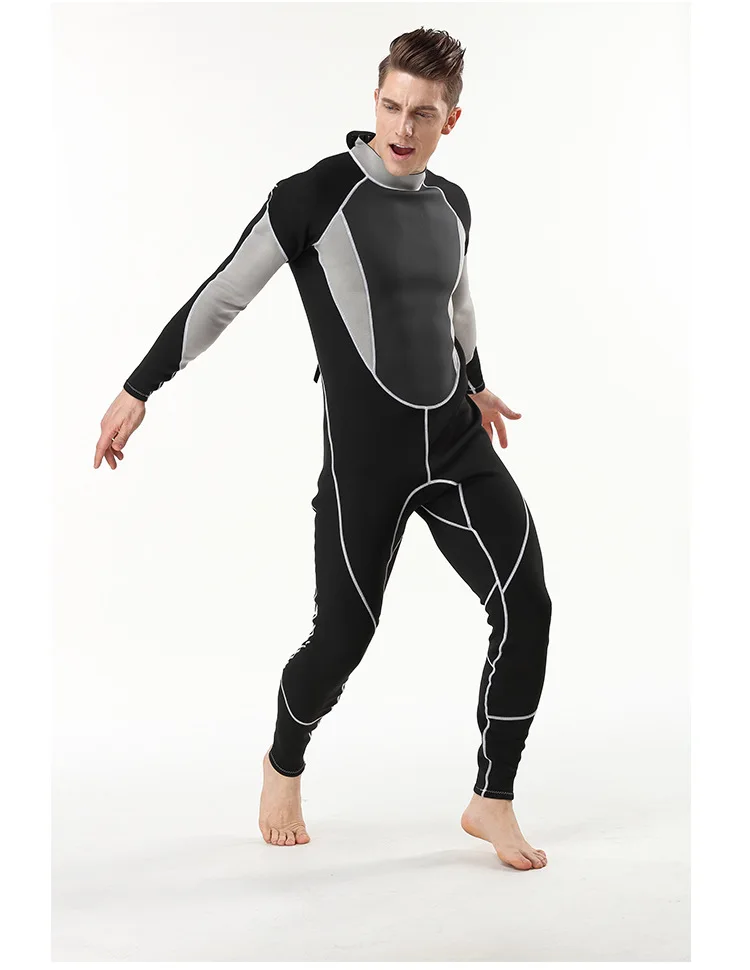 2mm Men Women wetsuit Long sleeved one piece Swimsuit neoprene Triathlon Diving suit Super Elastic Surf wet suit for cold water