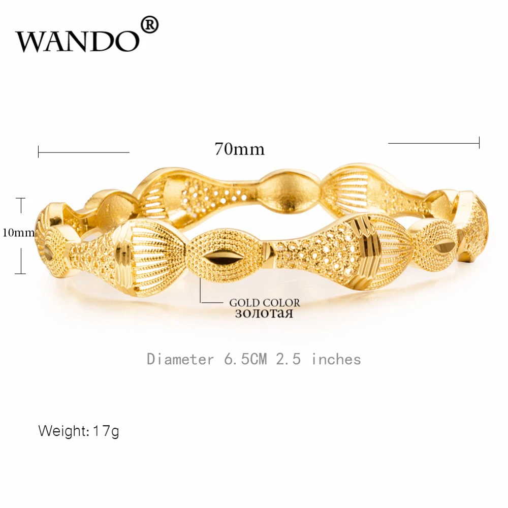 WANDO18k 1 шт Роскошные эфиопские браслеты золотого цвета браслет в дубайском стиле