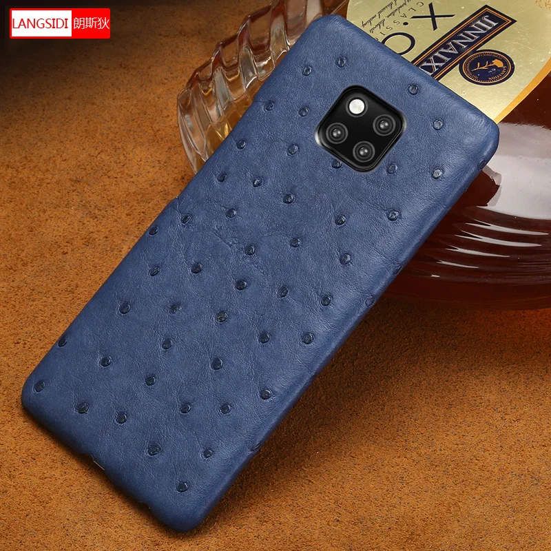 Genuine Ostrich Leather phone case for Huawei P30 Lite P20 P40 pro mate 20 Lite Y7 Luxury Back Cover For Honor 8X 20 Pro 10 20i