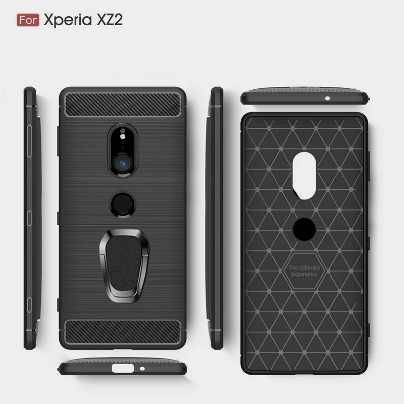 Мягкий чехол для телефона из углеродного волокна для sony Xperia XZ4 XZ3 XZ2 XZ1 XZ XA3 XA2 XA1 Plus силиконовый чехол с магнитным кольцом