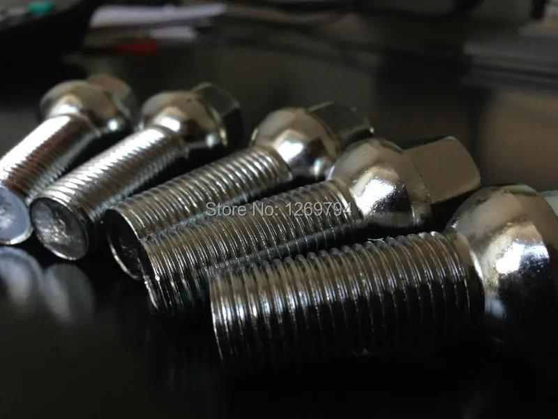 M12x1.5 Extended Wheel Lug Bolts Chrome 20PC Total 63MM Tall 39MM Shank