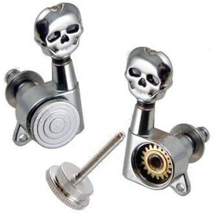 Buy Sell Free Shipping 1set Chrome locking Guitar Tuners Closed Style Skull