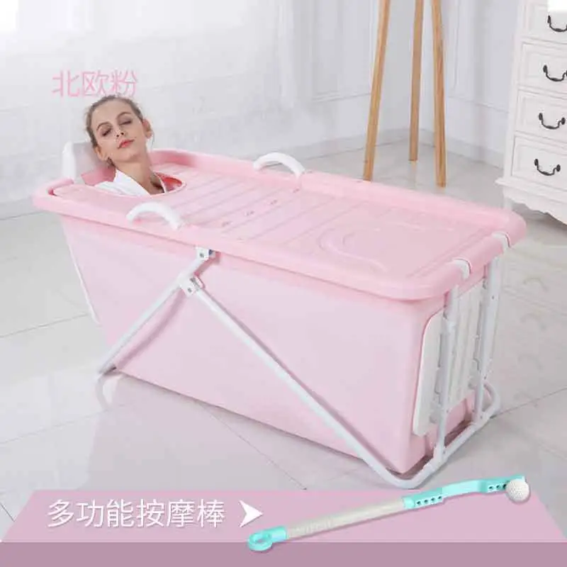 Bath Barrel Adult Collapsible Bathtub Plastic Household Bath Barrel Shower Basin Body Thickening Thermostatic Portable Folding - Цвет: 124cm59cm62cm4