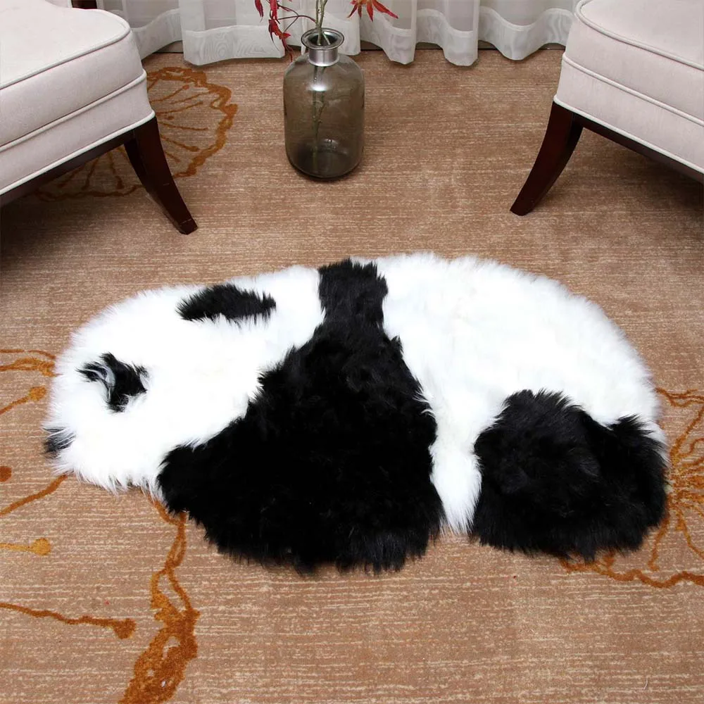 

Long Plush Rugs for Bedroom Shaggy Area Rug Modern Mat Soft Panda Artificial Wool Sheepskin Hairy Carpet Kids Room