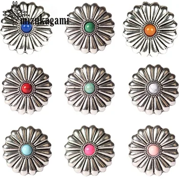 

3pcs/lot 28MM Retro Zinc Alloy Round Daisy Flowers Decorative Buttons Charms Pendants For DIY Accessories