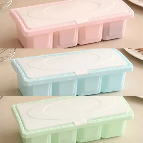 

1 Set Seasoning Box Condiment Storage Bottle Container Rack Spice Jar 4 Cells Useful Multi-functional Holder