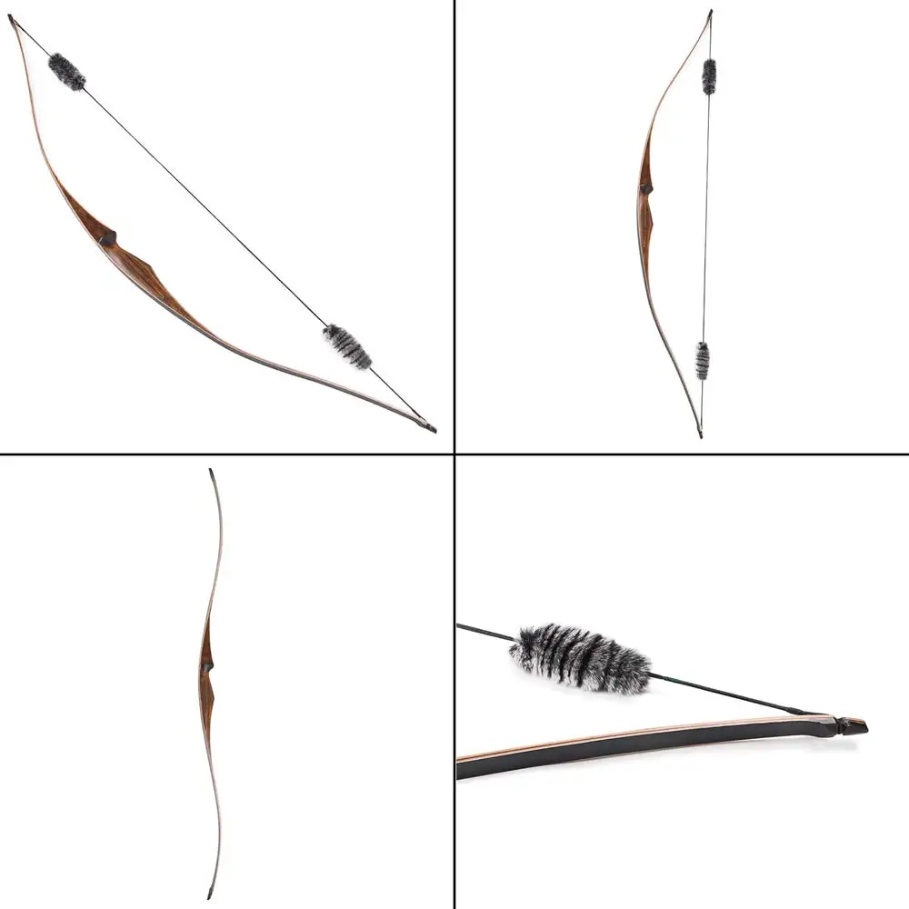 Online Bogenschießen Jagd Recurve Bogen Ein Stück Traditionellen Holz Longbow Targeting Praxis Rechten Hand mit Otter Bälle String Schalldämpfer