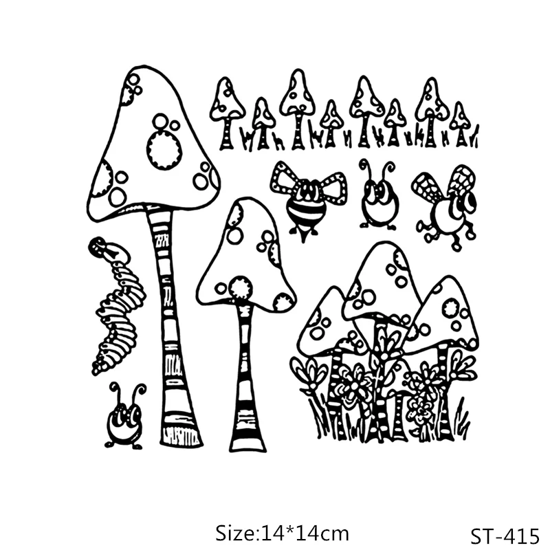 

AZSG Bee Insect Mushroom Clear Stamps/Seals For DIY Scrapbooking/Card Making/Album Decorative Silicone Stamp Crafts