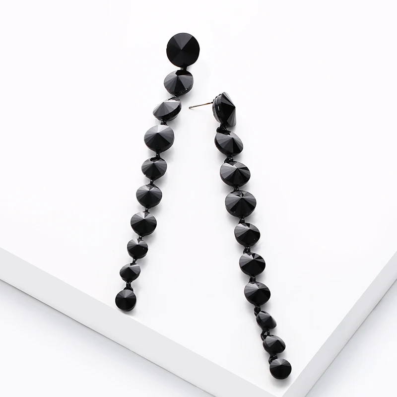 OCESRIO Серебряные длинные серьги для женщин Австрийские длинные с кристаллами вечерние серьги женские ювелирные изделия аксессуары ers-m57