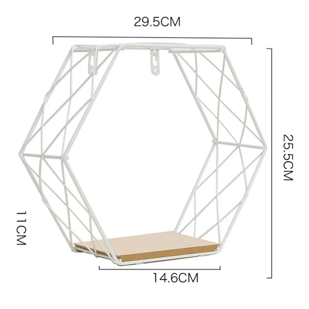 Железная шестиугольная настенная полка в скандинавском стиле, комбинированная настенная подвесная геометрическая фигура для украшения стен, гостиной, спальни - Цвет: G