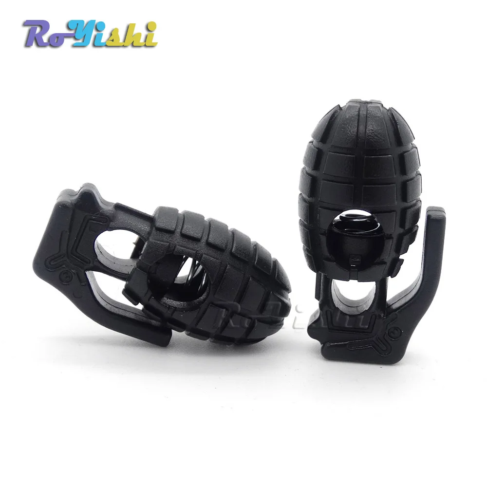 

100pcs/pack Grenade Style Plastic Cord Lock Stopper Black For Paracord/Shoe Lace