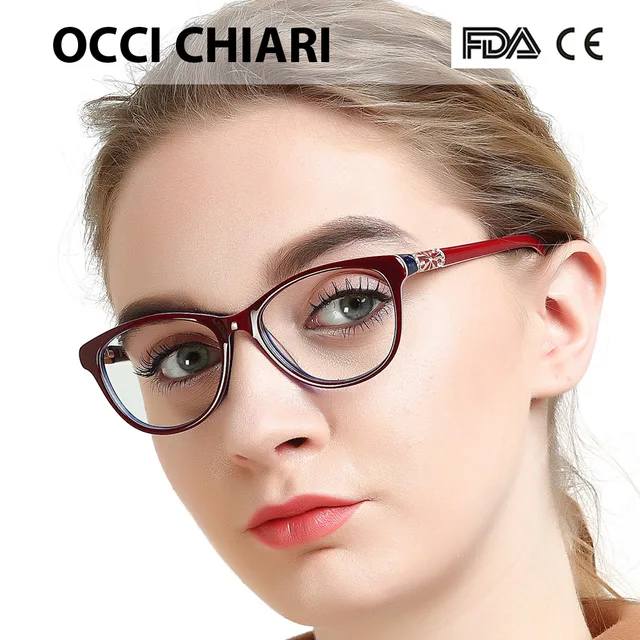 OCCI CHIARI عالية الجودة نظارات بمادة الخلات الرجال الرجعية خمر وصفة النظارات النساء النظارات البصرية إطار الجولة OC7205