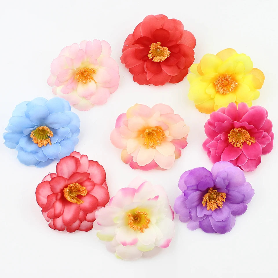 

20pcs 6cm Silk Plum Artificial Flower Heads for DIY Wedding Decoration Accessories Floristry Fake Flowers