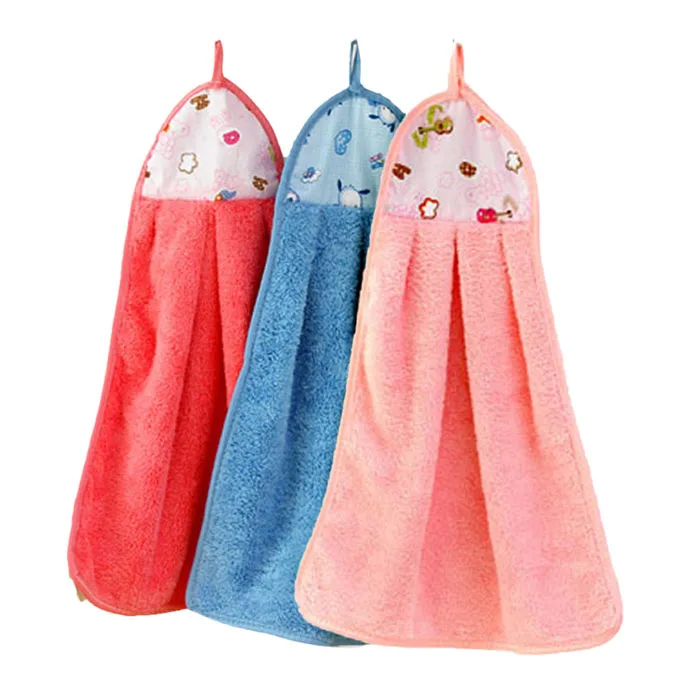 1 шт. мягкое полотенце для рук плюшевая ткань быстросохнущее подвесное банное полотенце случайный цвет-46