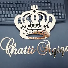 Персонализированное Зеркало Золото акрил Принцесса Корона на стену Имя Знак Свадьба День Рождения Вечеринка, пользовательские Babyshower детская знак