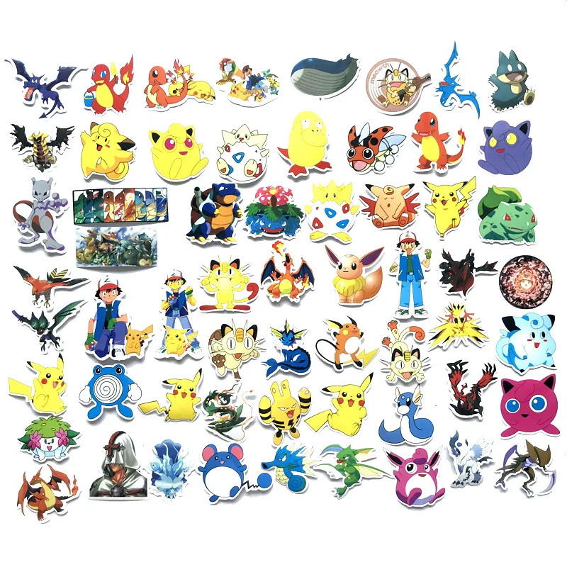 

DIY Sticker Set Cartoon Anime Pikachu Stickers for Phone Laptop Luggage Suitcase Guitar Skateboard PVC Waterproof Decal Sticker