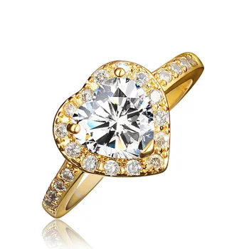 

Cool New Arrival Brand Luxury Jewelry White&Gold Fill Pear Cut AAA Cubic Zirconia Eternity Wedding Band Heart Ring for Women