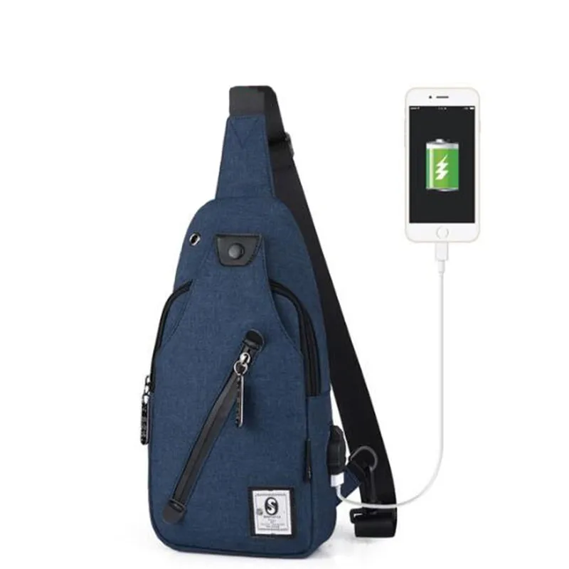 Новые мужские сумки через плечо с зарядкой через usb, однотонные камуфляжные спортивные сумки для отдыха на груди, мужские оксфорды, спортивные дорожные сумки на плечо