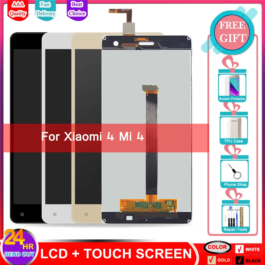 

LCD For Xiaomi 4 Mi 4 Mi4 LCD Display Touch Screen Mi 4 Screen Digitizer Panel Replacement Parts Assembly 1920x1080 5.0