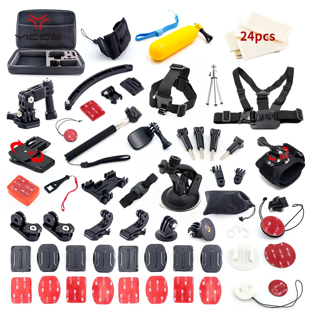 

for Gopro hero 6 5 4 3 Case Tripod Self Stick Mount Helmet Go Pro SJCAM SJ4000 xiaomi yi 4k mijia Action Camera Accessories Kit