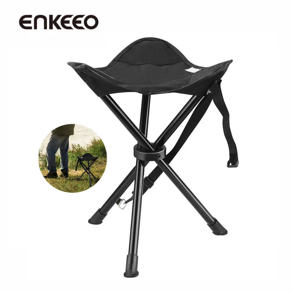 

Enkeeo Portable Tripod Stool Folding Chair with Carrying Bag for Outdoor Camping Hunting Hiking Travel Fishing Chairs