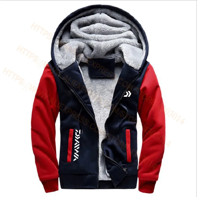 Roupas de Pesca Moletom ao ar Livre com Boné Roupas de Pesca com Capuz Daiwa Hoodies Solto Velo Quente Jaqueta Masculino com Capuz 2020 Mod. 1241707 7 ao ar livre com boné solto velo