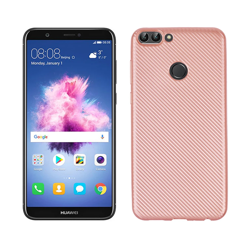 YIESOM For Huawei P Smart Case Carbon Fiber TPU Silicone Soft Case For Huawei P Smart Enjoy 7S Cover P Smart Coque Capa Fundas (10)