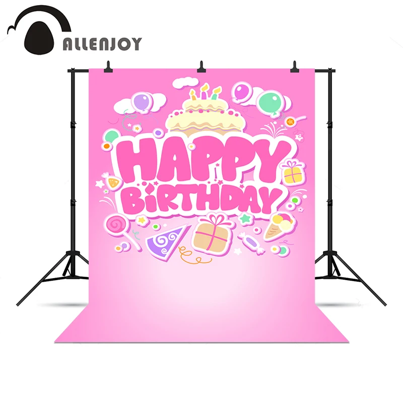 Фон для фотосъемки Allenjoy с днем рождения розовый милый фон воздушными шарами и