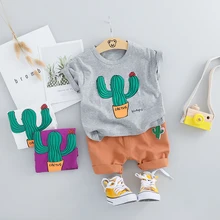 2019 Summer Baby Boys Girls Short Clothing Sets Infant Toddler Clothes Suits Cactus T Shirt Shorts Kids Children Casual Suit hot sale kids clothes sets summer suits baby boys clothes short sleeve polo shirt denim shorts casual children clothing 2 colors