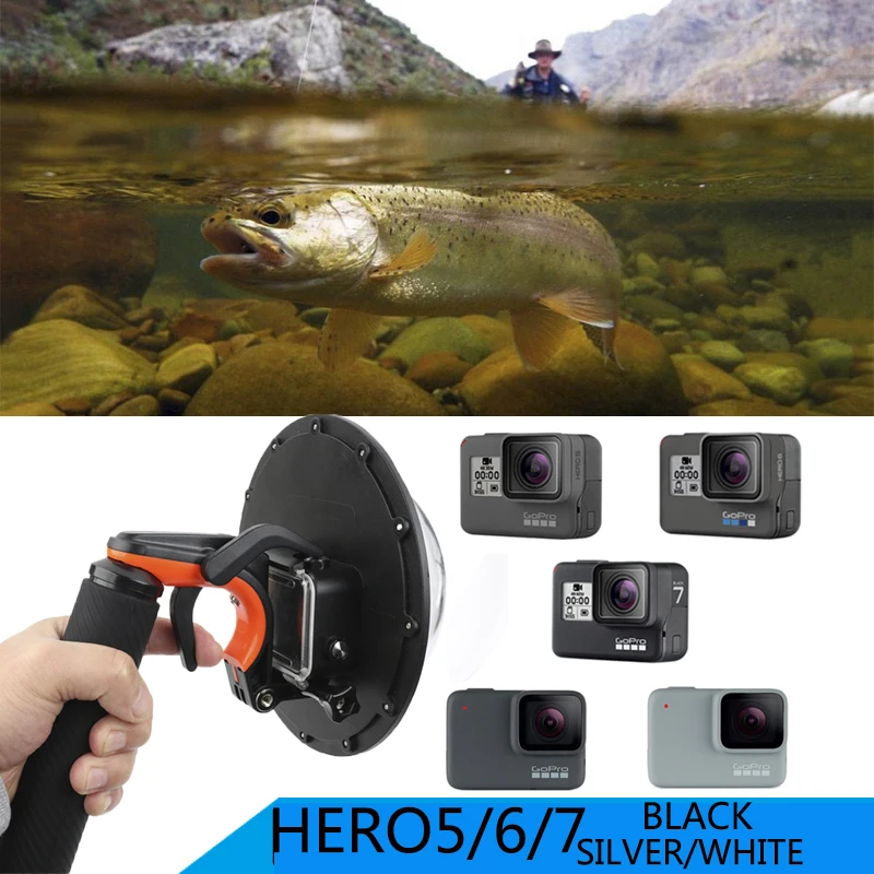 Водонепроницаемый чехол JINSERTA для GoPro Hero 7 черный/белый/серебристый купольного