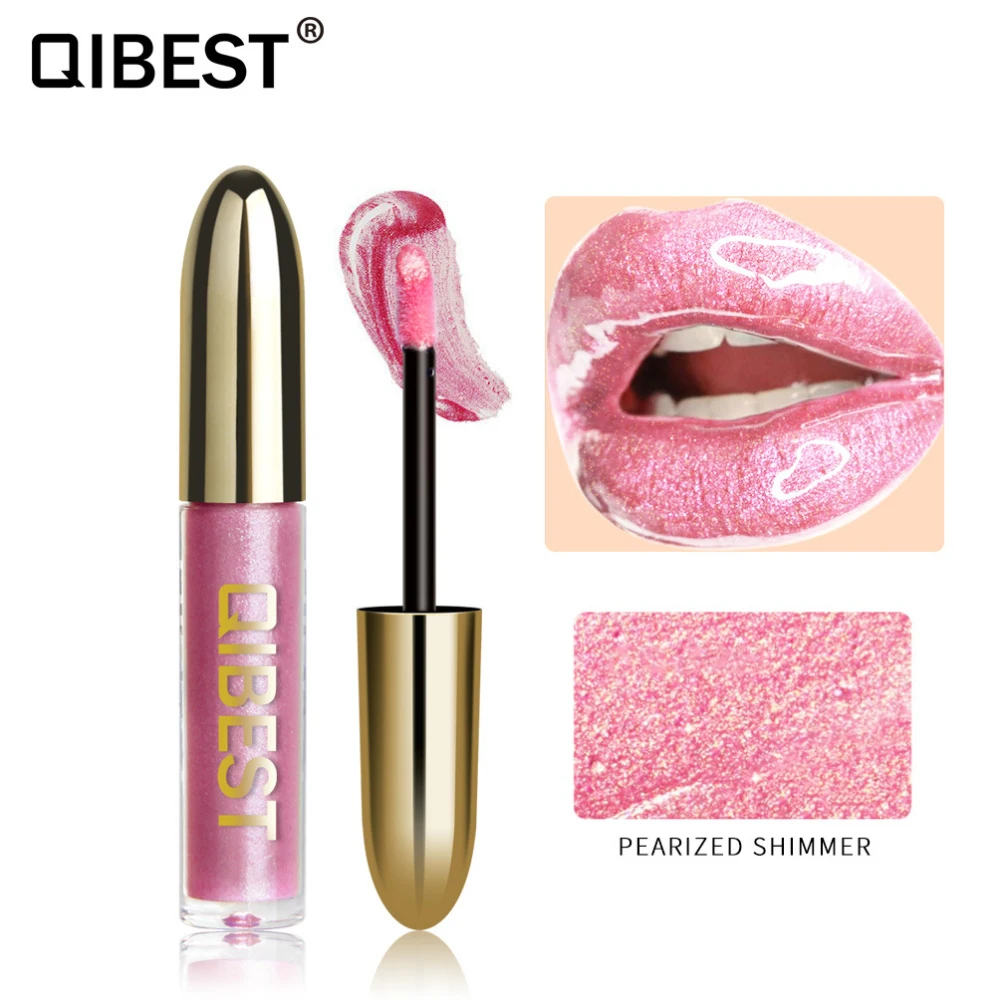 QIBEST цветной микро-блеск для губ водонепроницаемый стойкий Увлажняющий блеск для губ яркий сексуальный блеск для макияжа TSLM2